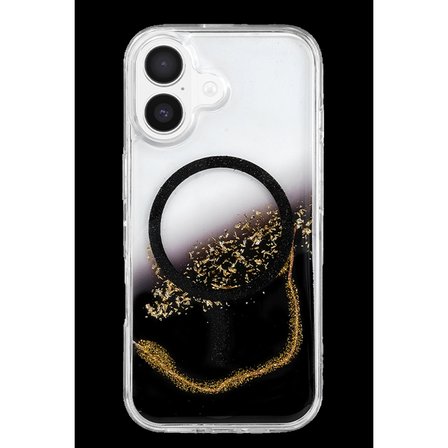 Onegif Apple İphone 17 Lotus Simli Magsafe Kapak - Siyah