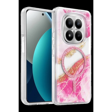 Onegif Xiaomi Redmi Note 15 Pro Plus 5g Lotus Simli Magsafe Kapak - Pembe