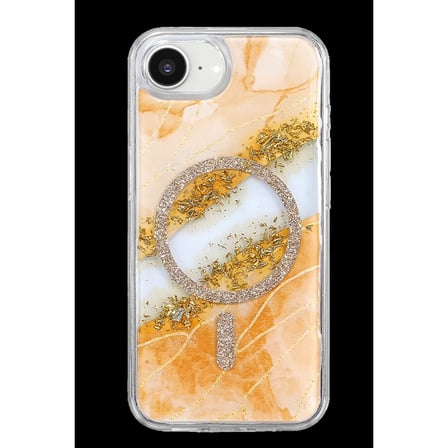 Onegif Apple İphone 17e Lotus Simli Magsafe Kapak - Turuncu