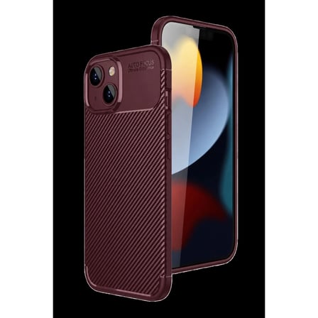 Apple İ̇Phone 15 Kılıf Auto Focus Karbon Kapak - Bordo