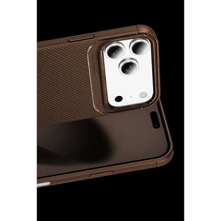 newface apple i̇phone 18 pro max auto focus karbon kapak - kahverengi