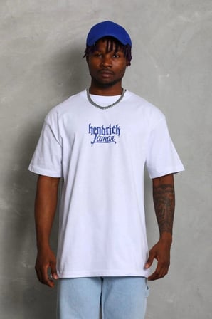 Erkek Baskılı Tişört Kısa Kol Bisiklet Yaka Oversize T-Shirt - Beyaz