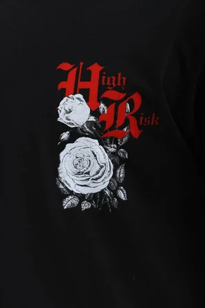Erkek Baskılı T-Shirt Kısa Kol Bisiklet Yaka Rahat Kalıp Tişört  - Siyah
