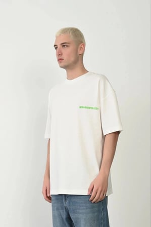 Erkek Baskılı T-Shirt Kısa Kol Bisiklet Yaka Rahat Kalıp Tişört - Beyaz
