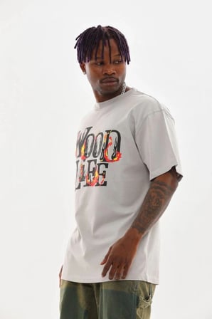 Erkek Kısa Kol Yazlık Tişört Bisiklet Yaka Baskılı Oversize T-Shirt - Gri
