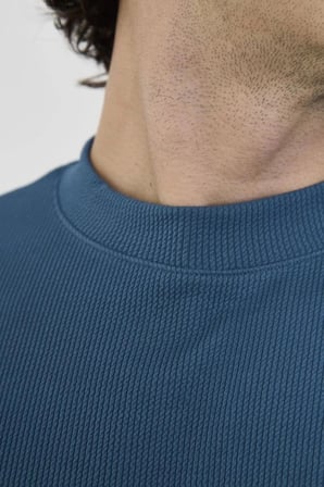 ERKEK Yazlık Tişört Bisiklet Yaka T-Shirt- Turkuaz