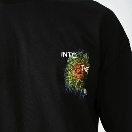 Erkek Kısa Kol Yazlık Tişört Bisiklet Yaka Baskılı Oversize T-Shirt - Siyah