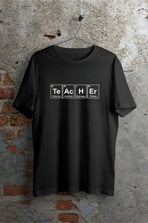 24 Kasım Kimya Öğretmeni Hediyesi Baskılı Bisiklet Yaka T-shirt - Beyaz