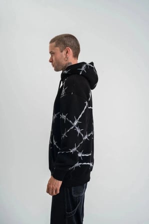 ERKEK Kapüşonlu Varak ve Pano Baskılı Hoodie  SweatShirt- Siyah