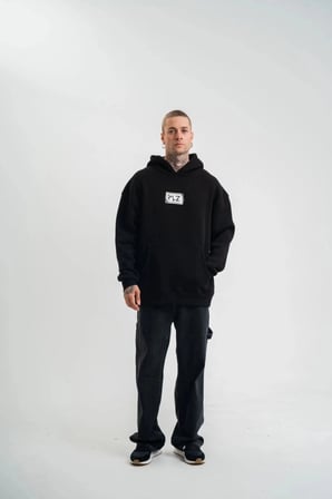 ERKEK 3 İplik Pamuklu Kapüşonlu Patchli Nakışlı Hoodie SweatShirt - Siyah