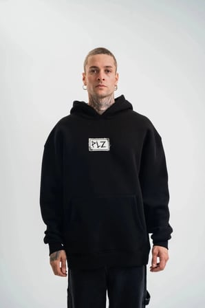ERKEK 3 İplik Pamuklu Kapüşonlu Patchli Nakışlı Hoodie SweatShirt - Siyah