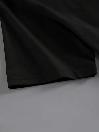 Kadın Kahve Desen Baskılı Tişört Kısa Kol Bisiklet Yaka Oversize T-Shirt - Siyah