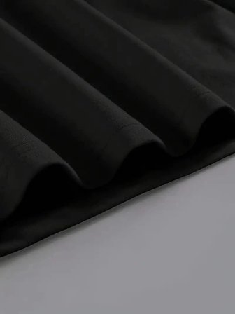 Kadın Kahve Desen Baskılı Tişört Kısa Kol Bisiklet Yaka Oversize T-Shirt - Siyah
