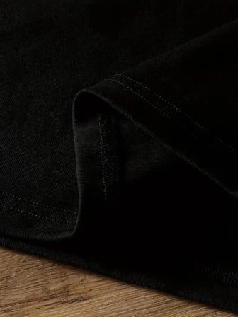 Kadın Tişört Ayı Baskılı Bisiklet Yaka Yazlık Kısa Kol T-shirt - Siyah