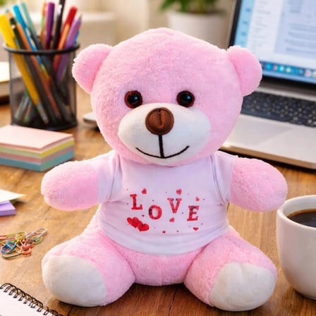 Toptan Love Tişörtlü Pembe Ayıcık