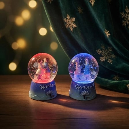 Toptan Winter Temalı Sevimli Çiftler Mini Işıklı Kar Küresi