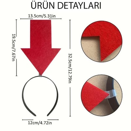 Kişiselleştirilebilir Ok Taç – Üzerine Yazı Yazılabilen Parti Tacı Kırmızı Renk
