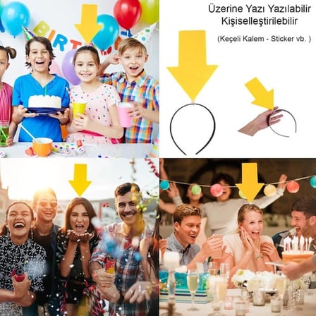 Kişiselleştirilebilir Ok Taç – Üzerine Yazı Yazılabilen Parti Tacı Sarı Renk