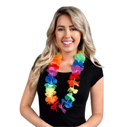 Hawaii Çiçekli Boyun Kolyesi - Renkli Tropikal Parti Leisi