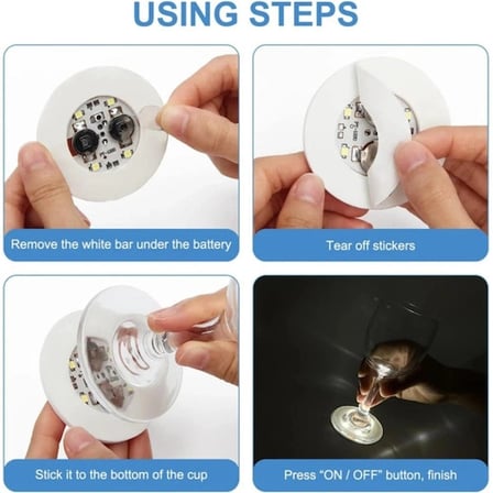 Işıklı Yapışkanlı Bardak Altı Aparatı Ledli 3 Modlu 6 cm Çap 1 Adet
