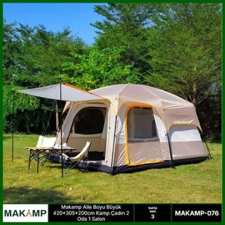 Aile Boyu Büyük 420*305*200Cm Kamp Çadırı 2 Oda 1 Salon