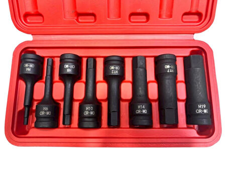 1/2'' Havalı Uzun Allen Uçlu Lokma Takımı 8 Parça (5-19MM)