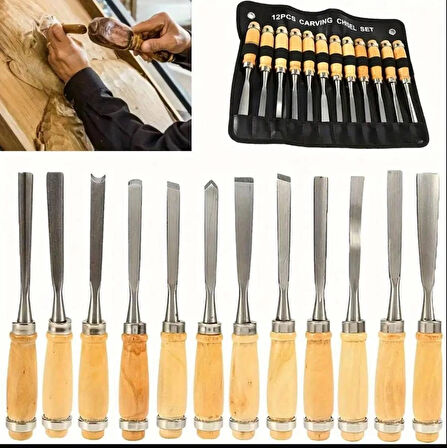 AHŞAP OYMA TAKIMI 12 PARÇA