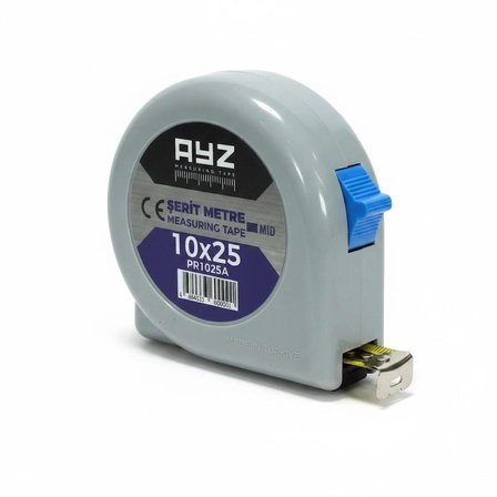 Şerit Çelik Metre 10mx25mm – Gri