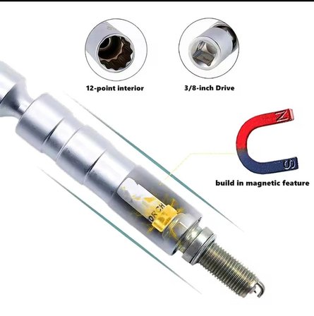 Mafsallı 14mm Buji Lokması 12 Köşe Mıknatıslı 3/8