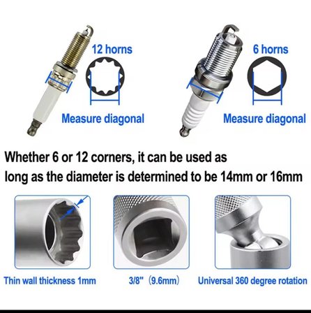 Mafsallı 14mm Buji Lokması 12 Köşe Mıknatıslı 3/8