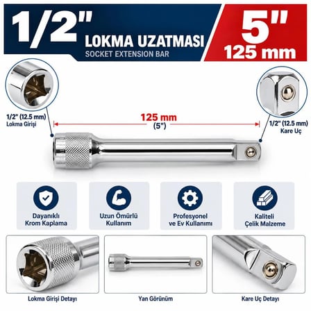  1/2 LOKMA UZATMA ARA KOLU 125MM