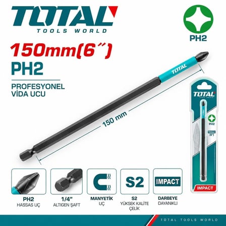 TOTAL PH2 150mm Darbeli Yıldız Uç 