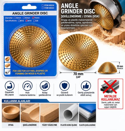 AHŞAP VE PLASTİK RASPALAMA TÖRPÜSÜ M14-70MM ÇAP