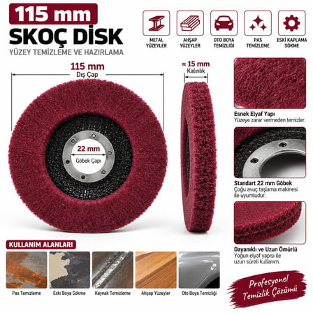 115 mm Skoç Disk – Avuç Taşlama Uyumlu