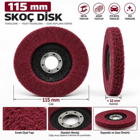 115 mm Skoç Disk – Avuç Taşlama Uyumlu