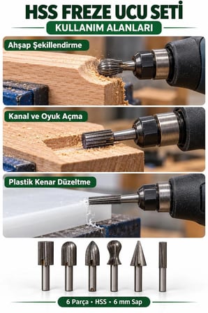 6 Parça HSS Freze Ucu Seti – 6 mm Sap