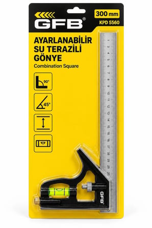 GFB 300 mm Ayarlanabilir Su Terazili Gönye 