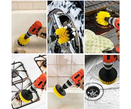 Matkap Ucuna Takılan Profesyonel Temizlik Fırça Seti 3 Parça