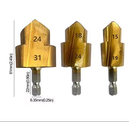Pvc Pprc Boru Tamir Delme Genişletme Onarımı İçin 3lü Havşa Seti
