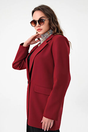 Bordo Çift Düğmeli Blazer Ceket 