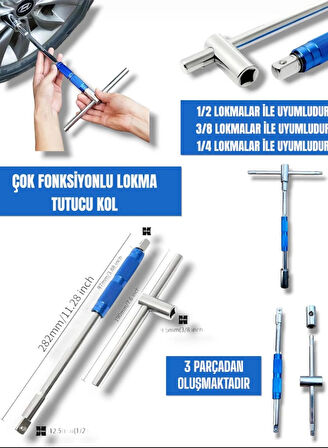 Çok Fonksiyonlu Lokma Tutucu T Kol 1/4 3/8 1/2