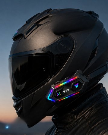 Epilons M V20 Motorsiklet Intercom Siyah Bluetooth 5.3 Kask İçi IPX6 Suya Dayanıklı Kulaklık