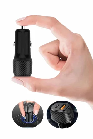 Hızlı Oto Şarj Cihazı 38w Çift Girişli Hızlı Şarj Oto Çakmaklık Type-c
