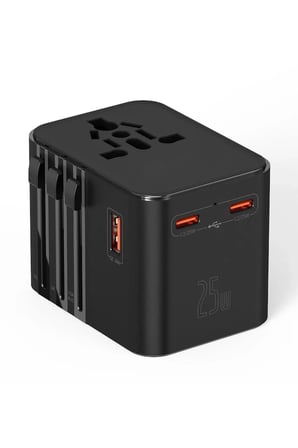 Epilons 25W Evrensel Seyahat Adaptörü Priz Dönüştürücü, Eu/us/uk/au, 1x USB-A, 2x Type-C Hızlı Şarj