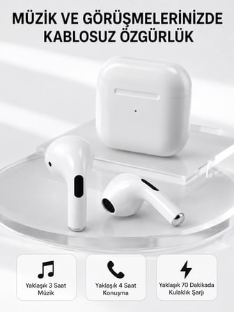 Bluetooth 5.3 Tws Kablosuz Kulak İçi Kulaklık 25 Metre Menzil Şarj Kutulu
