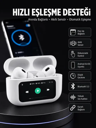 Epilons Dokunmatik Ekranlı Bluetooth Kulaklık Beyaz