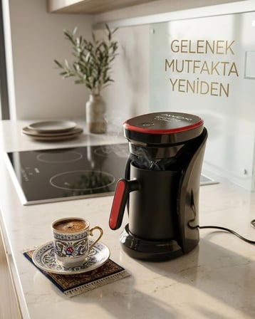 Sesli Uyarılı Türk Kahvesi Makinesi Otomatik Kapanma Ve Damlama Emniyetli
