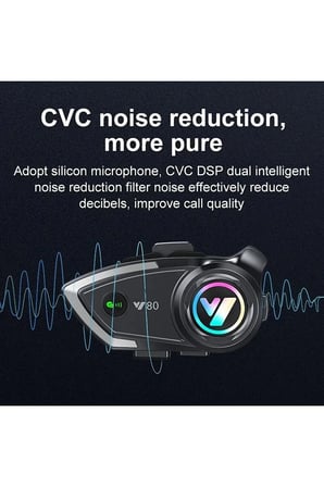 Epilons V80 Motorsiklet Intercom 1000mAh Bluetooth 5.3 CVC Noise Reduction Işıklı Kask Kulaklık