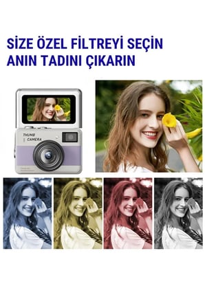 Epilons Retro Mini Dijital Kamera 1080p 1.47 İnç Flip Ekranlı Vlog Kamerası