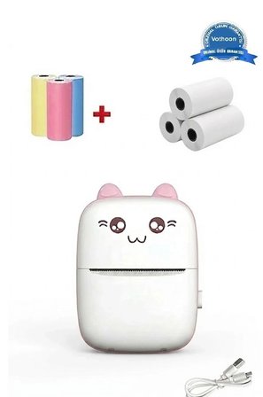 Mini Fotoğraf Yazıcı Kablosuz Etiket Yazıcı Baskı Makinesi Ios Android Uyumlu Termal Printer Pembe